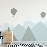 Ambiance Sticker Wandsticker Kinder Deko Babyzimmer Wandsticker Kinder Wandsticker skandinavische Berge Skandinavische H80 x L 105 cm