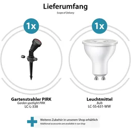 ledscom.de Gartenstrahler mit Erdspieß Kunststoff 39,0 cm inkl. GU10 LED 468lm warmweiß schwarz