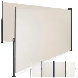 Tectake Seitenmarkise 180 x 600 cm Beige Aluminium