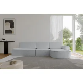 altdecor Eckcouch Cord 5-Sitzer Grau