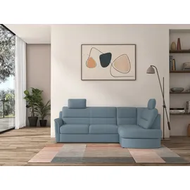 sit&more Ecksofa SIT & MORE "Panini L-Form", blau (hellblau), B:243cm H:87cm T:155cm, Sofas, Ecksofa, wahlweise mit Vorziehsitz und Bettkasten