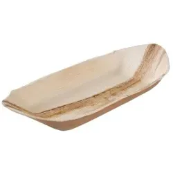 Greenbox Palmware® Schiffchen aus Palmblatt, 30 cm, Vielseitige Schalen aus Palmblatt für Fingerfood und Foodtrucks, 1 Karton = 8 Packungen à 25 Stück