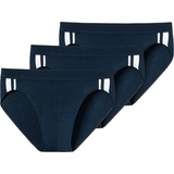 SCHIESSER Herren Unterhosen, Slips, Blau, XL 3er Pack - Rio Slip 95/5, Cotton Stretch, Seitenstreifen Dunkelblau
