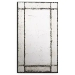 Casa Padrino Luxus Wandspiegel 80 x 3 x H. 140 cm - Rechteckiger Spiegel mit Mahagoni Rahmen und antikem Spiegelglas - Wohnzimmer Spiegel - Schlafzimmer Spiegel - Garderoben Spiegel - Luxus Möbel