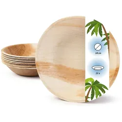 onlyleaf 25 Stück Einwegteller Ø 18cm Palmblatt-Teller, rund, biologisch abbaubar, umweltfreundlich, kompostierbar, wiederverwertbar, Wegwerfteller