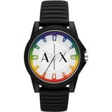 ARMANI EXCHANGE Quarzuhr AX2531, Armbanduhr, Herrenuhr, analog, Silikonarmband, Regenbogen schwarz