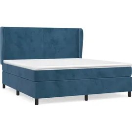 vidaXL Boxspringbett mit Matratze Dunkelblau 180x200 cm Samt