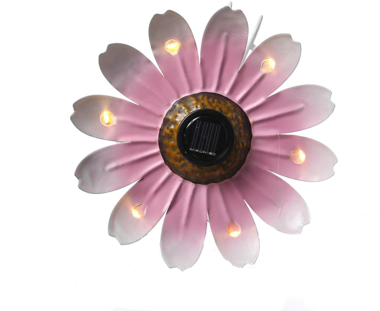 LED Solar Blume rosa 14cm hängend Wanddeko Solarleuchte Hauswand Hängedeko