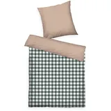 Tom Tailor Unisex Flanell-Bettwäsche, 2-teilig, 135x200/80x80 cm, grün, Kariert, Gr. 135X200