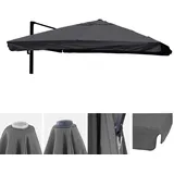 Mendler Ersatz-Bezug für Luxus-Ampelschirm HWC-A96 mit Flap, Sonnenschirmbezug, 3x3m (Ø4,24m) Polyester 3kg - anthrazit