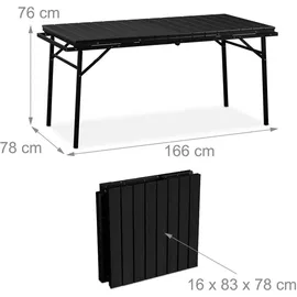 Relaxdays Gartentisch klappbar ausziehbar 166 x 76 cm Schwarz