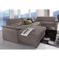 sit&more Wohnlandschaft Ascara U-Form, inklusive Boxspring/Federkern-Polsterung, wahlweise mit Bettfunktion grau