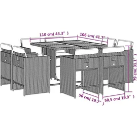 vidaXL Garten-Essgruppe 9-tlg. Grau