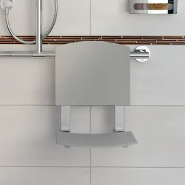 Keuco Plan Care Klappsitz einhängbar mit Rückenlehne Aluminium silber-eloxiert/lichtgrau bis 110 kg