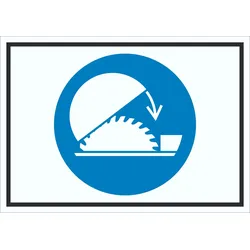 Schutzhaube der Tischkreissäge benutzen Symbol Schild A4 (210x297mm)