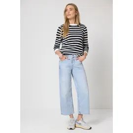 STREET ONE Loose-fit-Jeans STREET ONE, Damen, Gr. 34, Länge 26, blau (bleached random wash), Jeans, 89% Baumwolle, 8% Polyester, 3% Elasthan, unifarben, 7/8-Länge, Jeans, im Loose Fit