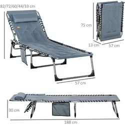 Outsunny - Sonnenliege - 188Lx57Wx30Hcm - Grau