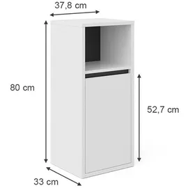 Vicco Viola Midischrank 38 x 80 x 33 cm Weiß/Grau