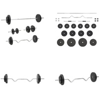 vidaXL Langhantel und Kurzhantel mit Gewichten 60 kg - Langhantel Mit Gewicht - Langhantel Mit Gewichten - Langhantel Set - Fitness Trainingsgerät