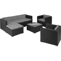 Tectake Rattan Lounge, für 5 bis 6 Personen, widerstandsfähig - Schwarz