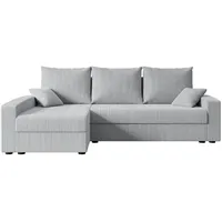 ECKSOFA mit Schlaffunktion und Bettkasten ALESIA-L 231x140x90 cm Grau Cord