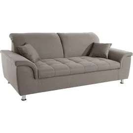 DOMO collection 2,5-Sitzer Franzi, zeitlos und elegant, moderne Sitzheftung, wahlweise mit Kopfteilverstellung, inklusive Zierkissen grau