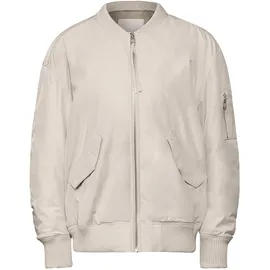 street one studio STREET ONE STUDIO, Damen, Gr. 44, beige (pearly sand), Stoff, Obermaterial: 100% Polyester; Futter: 100% Polyester, unifarben, normal normal, Rundhals, Bündchen, Jacken Blouson, mit Rundhalsausschnitt