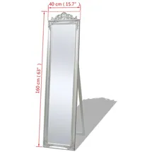 vidaXL Standspiegel im Barock-Stil 160x40 cm Silber