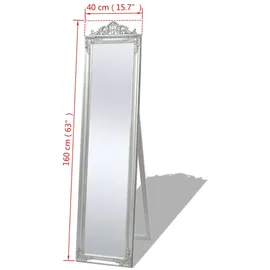 vidaXL Standspiegel im Barock-Stil 160x40 cm Silber