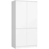 Akord Kleiderschrank, Weiß, Holzwerkstoff, Nachbildung, 4 Fächer, 90x180x51 cm, Schlafzimmer, Kleiderschränke