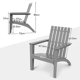 Costway Adirondack Gartenstuhl 73 x 68 x 85 cm grau