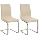 CLP 2er Set Belfort Stoff, moderne Freischwinger mit Polsterung und hoher Rückenlehne, stabiles Edelstahlgestell