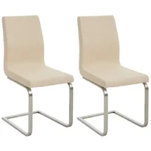 CLP 2er Set Belfort Stoff, moderne Freischwinger mit Polsterung und hoher Rückenlehne, stabiles Edelstahlgestell