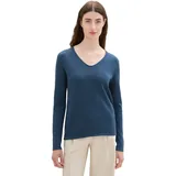 Damen Basic Strickpullover mit V-Ausschnitt 26779 Nighttime Blue S