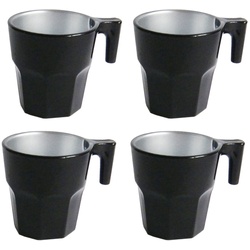 Tasse 4x KAFFEETASSE mit Henkel Casablanca Metallic 50 (Schwarz-Metallic), Glas Kaffeebecher Tee Tasse Becher schwarz