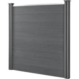[neu.holz] WPC Lamellenzaun Getafe 183 x 531 cm grau inkl. Pfosten