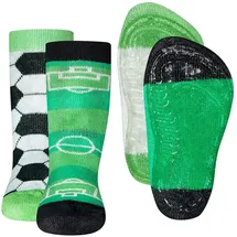 Ewers 2er-Pack Fussball Stoppersocken SoftStep, Socken mit Antirutschsohle für Jungen, Anti-Rutsch-Socken mit Gummisohle, 2 Paar rutschfeste Kindersocken für Jungs, Größe 25-26