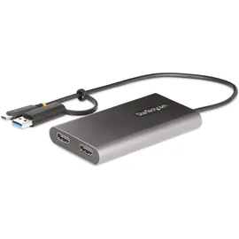 Startech StarTech. USB-C auf Dual-HDMI Adapter, USB-C/A auf 2x HDMI Konverter, 4K 60Hz, 100W PD Pass-Through, Win/Mac, TAA