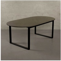 MAGNA Atelier Esstisch BERGEN OVAL mit Marmor Tischplatte, ovaler Marmor Esstisch, Metallgestell, 200x100x75cm grau