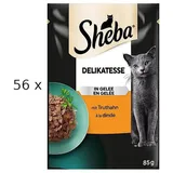 Sheba 56x 85g Megapack Sheba Varietäten Frischebeutel Delikatesse in Gelee mit Truthahn