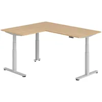 Bümö Eckschreibtisch, Eiche, Silber, Nachbildung,Eiche, Rechteckig, 180x74x160 cm, FSC