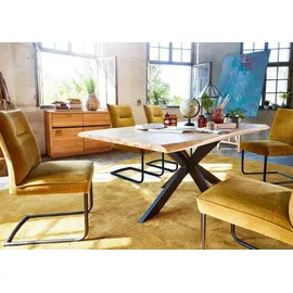 Massivmoebel24 SEATTLE Esstisch #01 200x100 Kreuzgestell Wildeiche braun - Braun