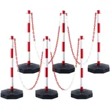 Vevor Verkehrshütchen Verkehr Absperrpfosten 6 Stk. 285 x 285 mm Warnkegel Verkehrsleitkegel Warnleitkegel mit Kett, Leitpfostenkegel Straßensperrpfosten Rot & Weiß Wasser- und Sandeinspritzung