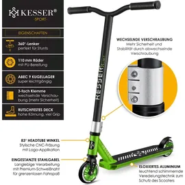 Kesser KESSER® Stunt Scooter X-Limit-Pro 360° Lenkung Funscooter Stuntscooter mit Ständer ABEC 9 Kugellagern, 110 mm PU Räder , Kickscooter Tretroller Cityroller Trick Roller für Kinder Erwachsene