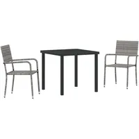 VidaXL 3-teiliges Garten Essset Grau Poly Rattan