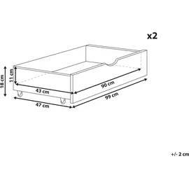 Beliani Bettschublade 2er Set Kiefernholz Cronat