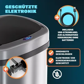 monzana Automatik Sensor Mülleimer 58 l Silber