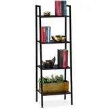 Relaxdays Standregal, mit 4 Ablagen, für Pflanzen, Bücher & Deko, HBT: 136 x 44 x 31,5 cm,