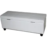 Mendler Aufbewahrungs-Truhe Sitzbank Kriens, Leder + Kunstleder, 112x45x45cm MVG-zertifiziert ~ weiß
