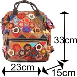 KMISSO City Backpack Pachwork Rucksack Blumen Bunt Himmelblau